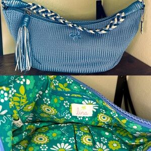 Lina Blue Woven Shoulder Bag with Tassel